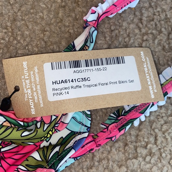 Recycled Ruffle Tropical Floral Print Bikini Set - Picture 5 of 5